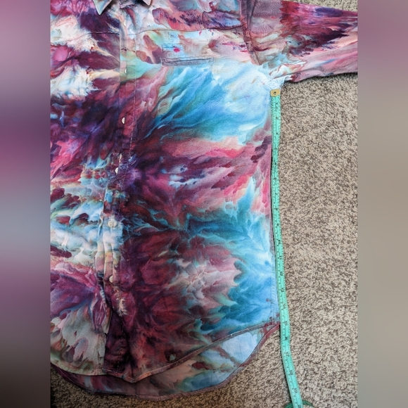 Custom Ice Dye Zara Man Men Dress Shirt Slim Fit Large 100% Cotton Long Sleeves - Picture 9 of 9